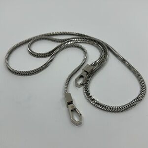 Long metal silvertone chain handbag strap
